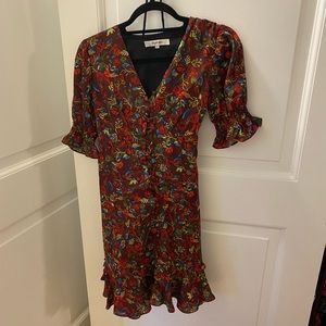 Simple Retro S floral printed midi dress